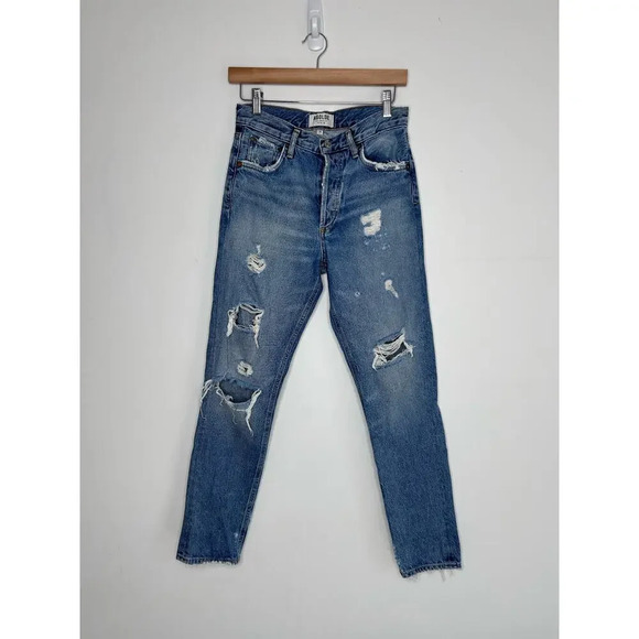 Agolde Jamie Feel Good Jeans High Rise Women’s 24 Distressed Ripped Americana - Picture 2 of 10